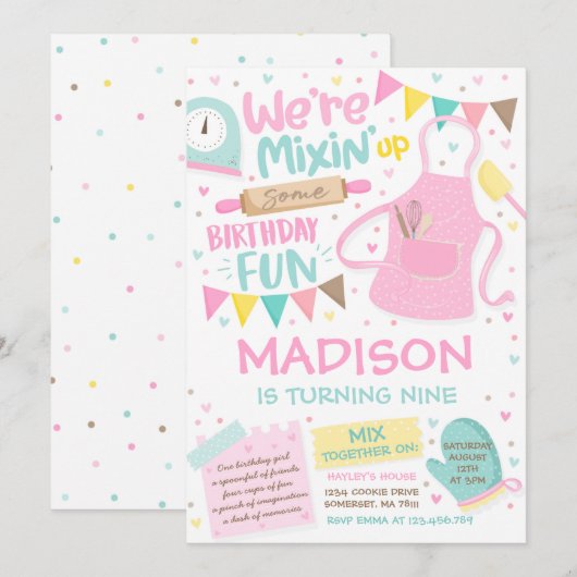 Invitation Fête de la fête d'anniversaire de la boulangerie F (Devant / Derrière)