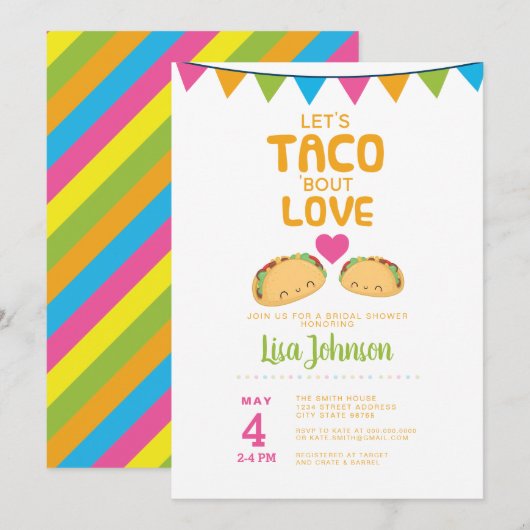 Invitation Fête de la Fête des mariées Taco// Taco 'Bout Love (Devant / Derrière)