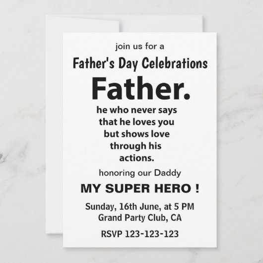 Invitation Fête de la fête des pères (Devant)