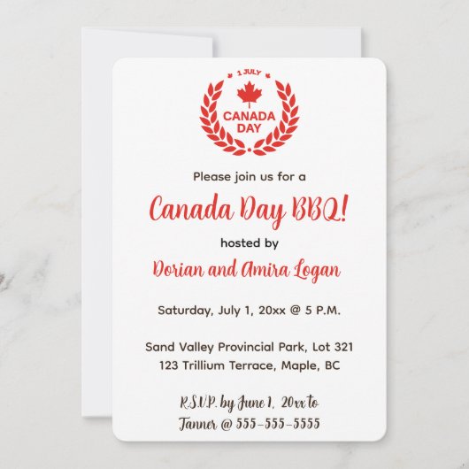 Invitation Fête de la fête du Canada patriotique (Devant)