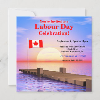 Invitation Fête de la fête du Travail Drapeau canadien sur la