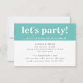 Invitation FÊTE DE LA FÊTE INFO moderne audacieuse menthe ver (Devant)