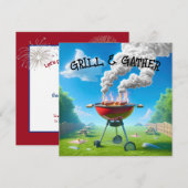 Invitation Fête de la fête nationale du 14 juillet avec barbe (Devant / Derrière)