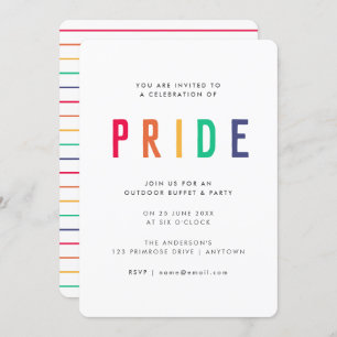 Invitation Fête de la fierté   LGBTQ Gay Modern Rainbow Party