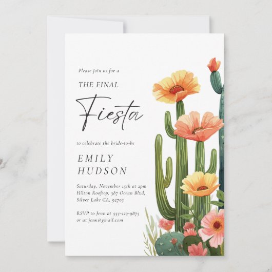 Invitation Fête de la Fiesta Cactus (Devant)