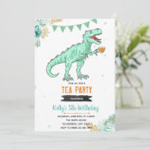 Invitation fête de la fille au thé T-rex (Debout devant)