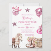 Invitation Fête de la fille de la fête Pink Pony (Devant)