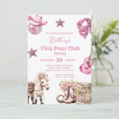 Invitation Fête de la fille de la fête Pink Pony (Debout devant)