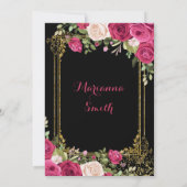 Invitation Fête de la Fille Rose et Rouge Mexicaine Floral  (Dos)