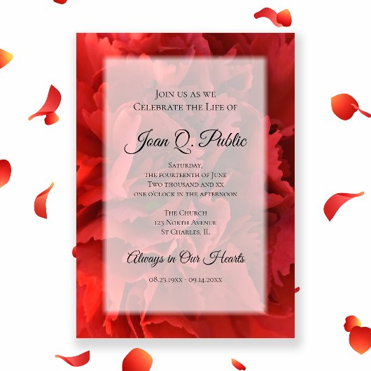 Invitation Fête de la Fleur de l'oeillet rouge commémoration 