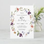 Invitation Fête de la florale féminine fleur sauvage 40e anni (Debout devant)