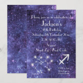 Invitation Fête de la Galaxie du zodiaque Sagittaire personna (Devant / Derrière)