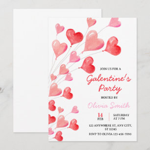 INVITATION FÊTE DE LA GALENTINE À L'AQUARELLE  AVEC DES BALLO