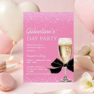 Invitation Fête de la Galentine avec un Nœud Papillon Coquett
