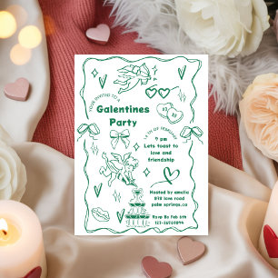 Invitation Fête de la Galentine, Galentine des filles dessiné