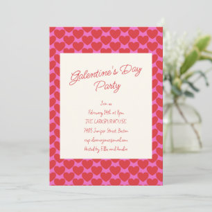 Invitation Fête de la Galentine Rose et Cœur Rouge Saint-Vale