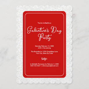 Invitation Fête de la Galentine Rouge