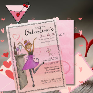 Invitation Fête de la Galentine's Day entre filles rose 