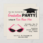 Invitation Fête de la graduation Couleurs de soleil roses pou (Devant / Derrière)