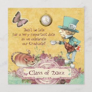 Invitation Fête de la graduation de Mad Hatter