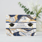 Invitation Fête de la Graduation du Fils en marbre bleu (Debout devant)