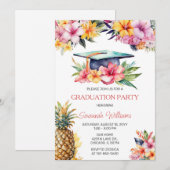Invitation Fête de la graduation hawaïenne Anniversaire (Devant / Derrière)