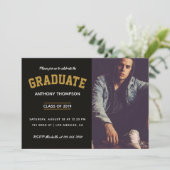 Invitation Fête de la graduation masculine ajouter la photo (Debout devant)