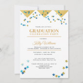 Invitation Fête de la Graduation, Or, Nom, (Devant)