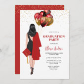 Invitation Fête de la Graduation Rouge (Devant / Derrière)