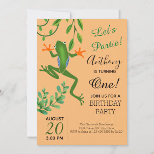 Invitation Fête de la grenouille 1er anniversaire Tourner une