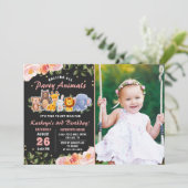 Invitation Fête de la Jungle rose Animaux (Debout devant)