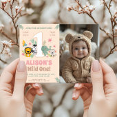 Invitation Fête de la jungle sauvage pour la petite fille ave