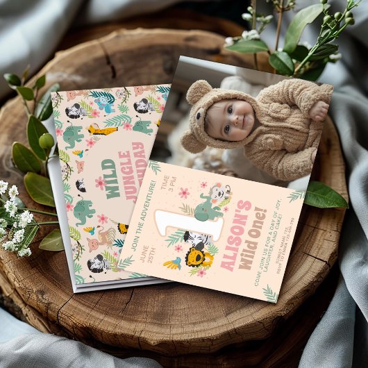 Invitation Fête de la jungle sauvage pour la petite fille ave