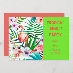 Invitation Fête de la Jungle tropicale avec flamant