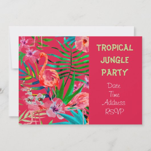 Invitation Fête de la Jungle tropicale avec flamant (Devant)