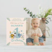 Invitation Fête de la Jungle Wild One avec photo (Debout devant)