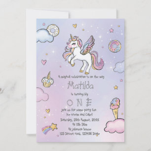 Invitation Fête de la licorne magique