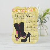 Invitation Fête de la lingerie noire en or (Debout devant)