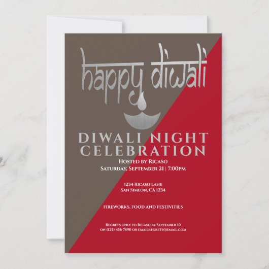 Invitation Fête De La Lumière De Diwali (Devant)