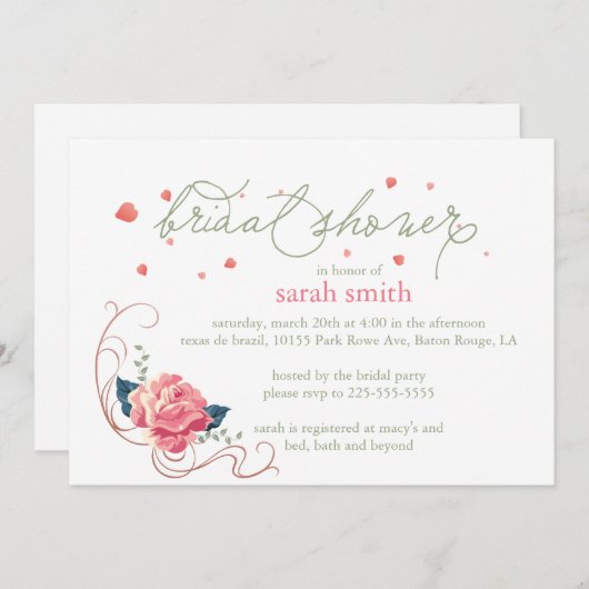 Invitation Fête de la mariée (Devant / Derrière)