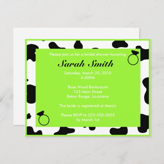 Invitation Fête de la mariée (Devant / Derrière)