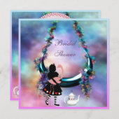 Invitation Fête de la mariée accrochante de lune d'Alice et (Devant / Derrière)