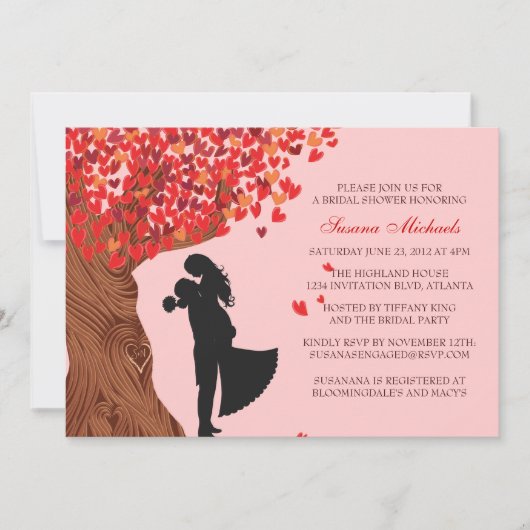 Invitation Fête de la mariée affectueuse d'automne de chêne (Devant)