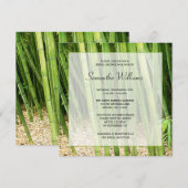 Invitation Fête de la mariée asiatique en bambou verte (Devant / Derrière)