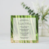 Invitation Fête de la mariée asiatique en bambou verte (Debout devant)