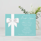 Invitation Fête de la mariée blanche bleue turquoise élégante (Debout devant)