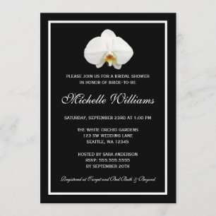Invitation Fête de la mariée blanche et noire élégante