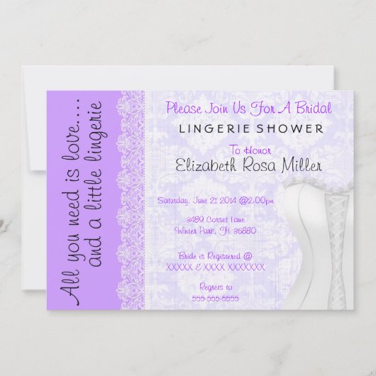 Invitation Fête de la mariée blanche mignonne de lingerie de (Devant)
