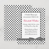 Invitation Fête de la mariée blanche noire d'arc de point de (Devant / Derrière)