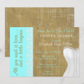 Invitation Fête de la mariée blanche rustique de lingerie de (Devant / Derrière)